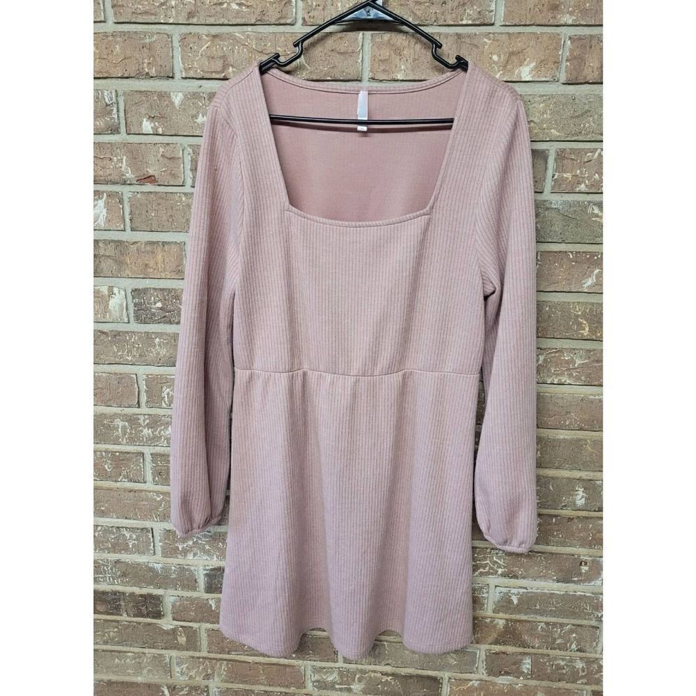 Xhiliration Square Neck Sweater Dress, Women's Large